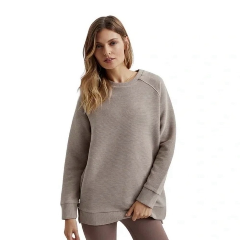 Varley manning sweat taupe marl sz medium exc